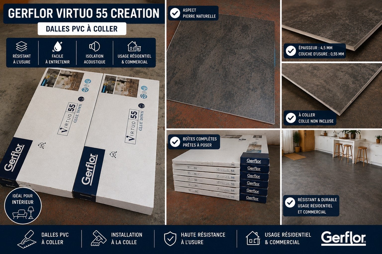 Sol vinyle GERFLOR Virtuo 55 NEUF 18m² – qualité pro, Maison & Meubles, Ameublement | Revêtements de sol, Vinyle