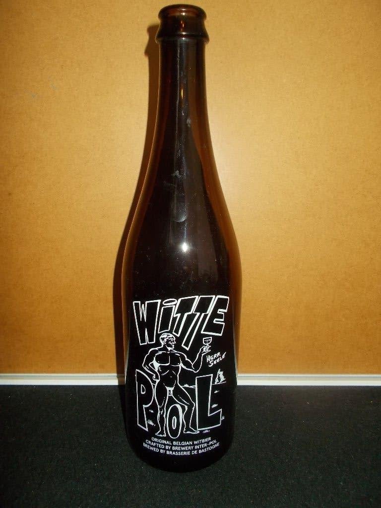 Lege Bierfles 75cl - Witte Pol - opdruk Herr Seele, Verzamelen, Ophalen, Zo goed als nieuw, Flesje(s), Overige merken