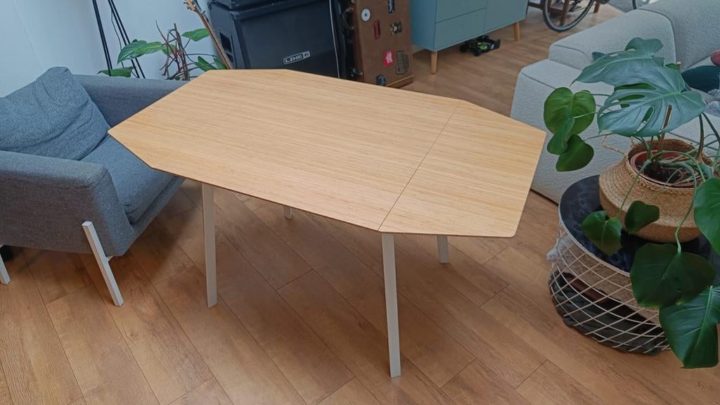 Inklapbare tafel Ikea + 2 witte stoelen, Enlèvement, Comme neuf