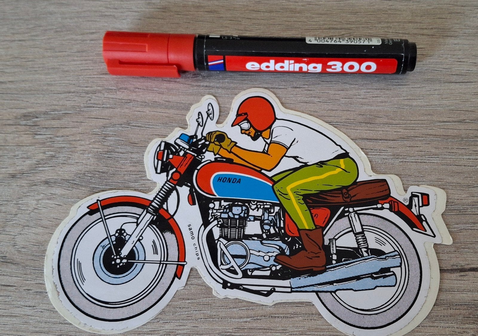 vintage fun sticker moto merk Honda Samo Chips, Ophalen of Verzenden, Zo goed als nieuw, Auto of Motor