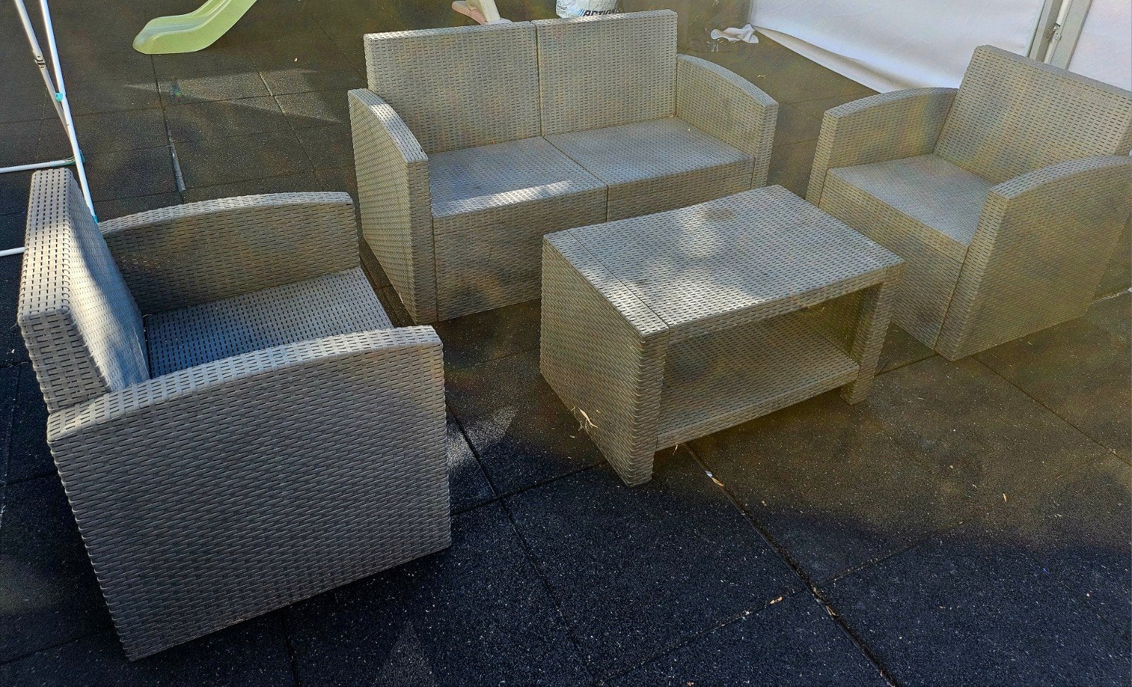 salon de jardin anthracite avec table, Enlèvement, Utilisé, Synthétique, Salons de jardin
