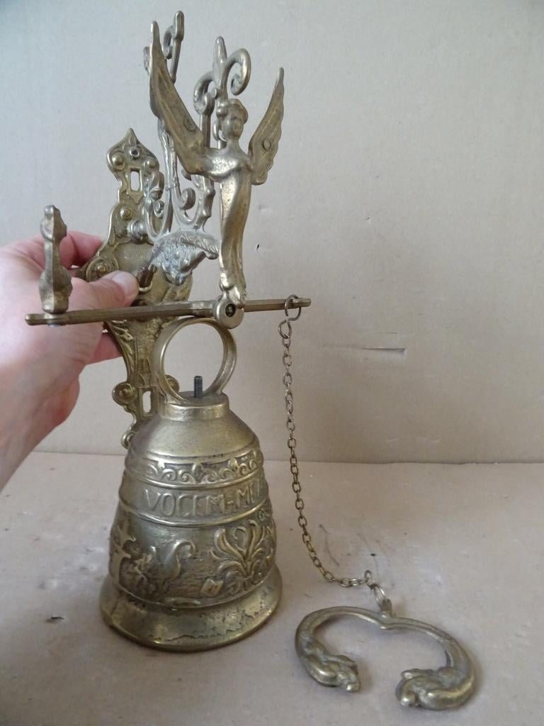 Sonnette vintage en bronze cloche de monastère avec ange, Enlèvement ou Envoi