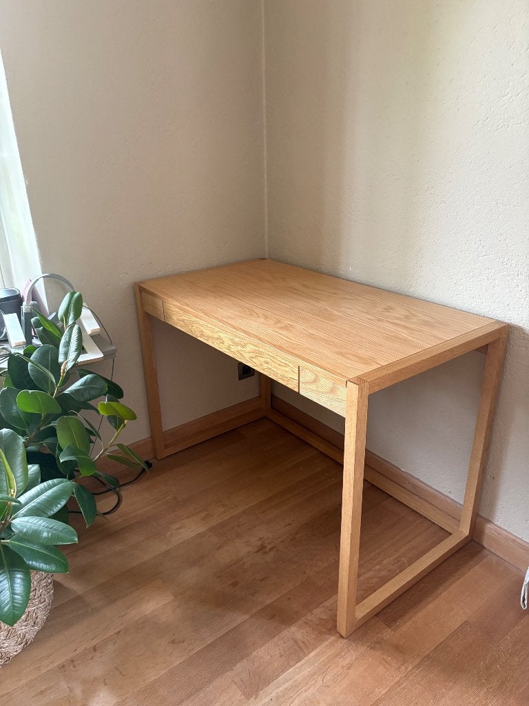Bureau eik fineer, Scandinave, Bureau d'ordinateur, 110 cm, Comme neuf