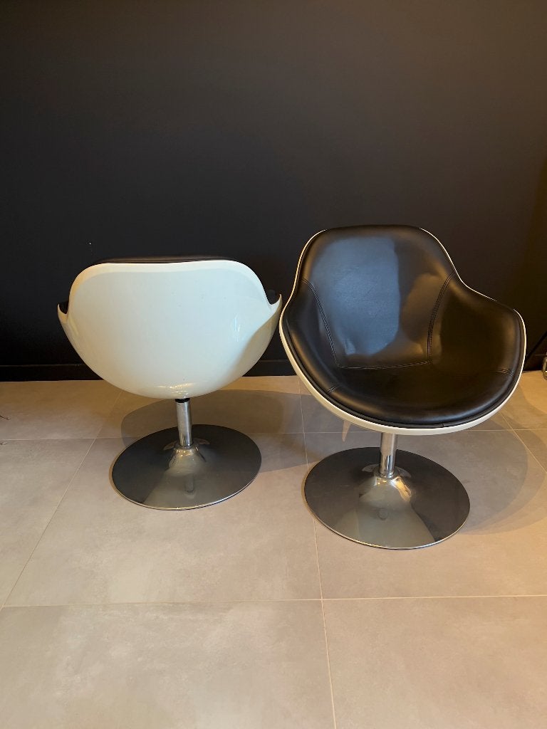 Fauteuils (2) type oeuf art déco blanc et noir, Enlèvement