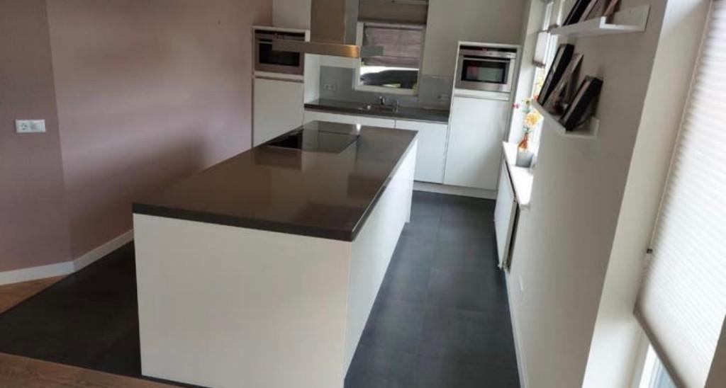 ✨ HOOGGLANS GREEPLOOS KEUKEN MET EILAND ✨, Wit, Graniet of Steen, Dubbelwandige keuken, Ophalen of Verzenden