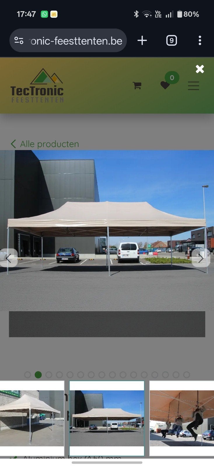 Tente pliante Tectronic Solid 50 en PVC, Tente de réception, Pliable, Enlèvement, Utilisé