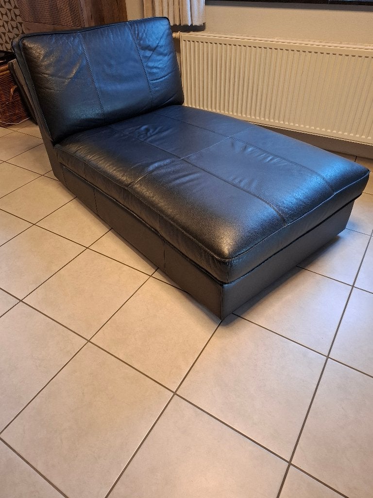 Lederen Longchair, Ophalen, Eenpersoons, Leer, Zo goed als nieuw
