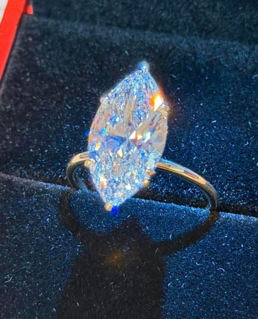 Gouden ring met grote diamant van 5.00ct! retailwaarde €8500, Handtassen en Accessoires, Ringen, Geel, Nieuw, Ophalen of Verzenden