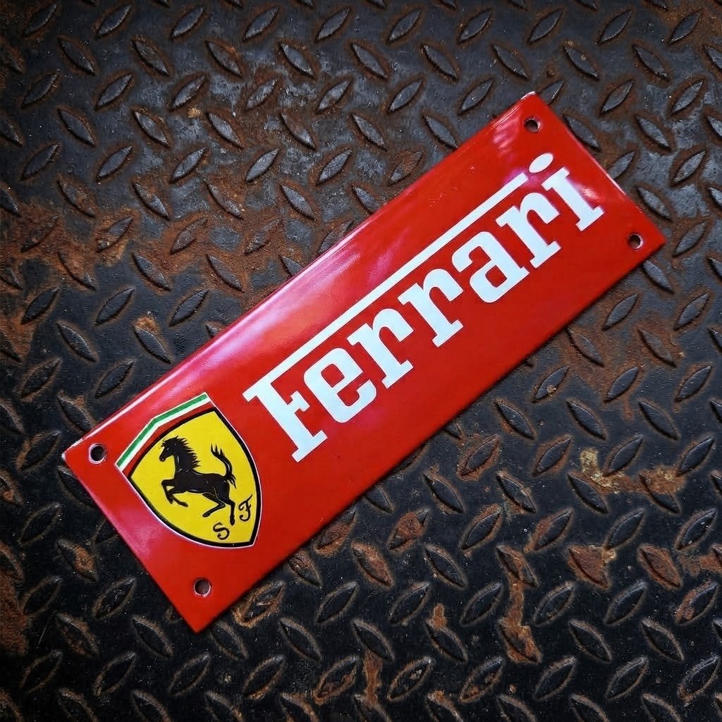 Emaille Reclamebord FERRARI Garage Dealer Plaque Vintage F1, Envoi, Utilisé, Panneau publicitaire