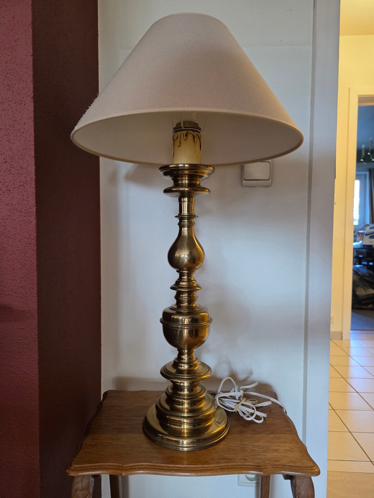 klassieke messing/koperen tafel- of schemerlamp, Antiek en Kunst, Ophalen