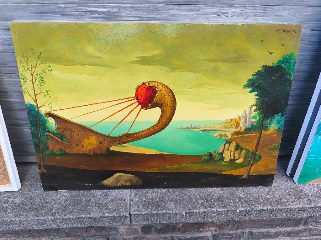 Huile sur panneau le baroque signe carl prevot, Antiquités & Art, Enlèvement ou Envoi