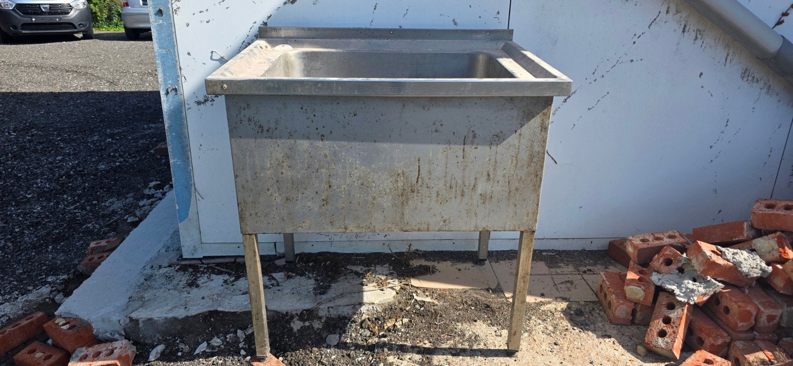 Inox Lavabo voor werkplaats, garage of Horeca, Ophalen, Gebruikt, Inox, Wastafel