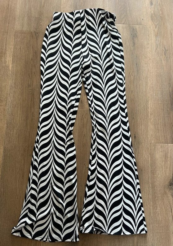 By Swan : nieuw zwart wit afslankende broek wijde pijpen , S, Neuf, Enlèvement ou Envoi, Taille 36 (S), Longs