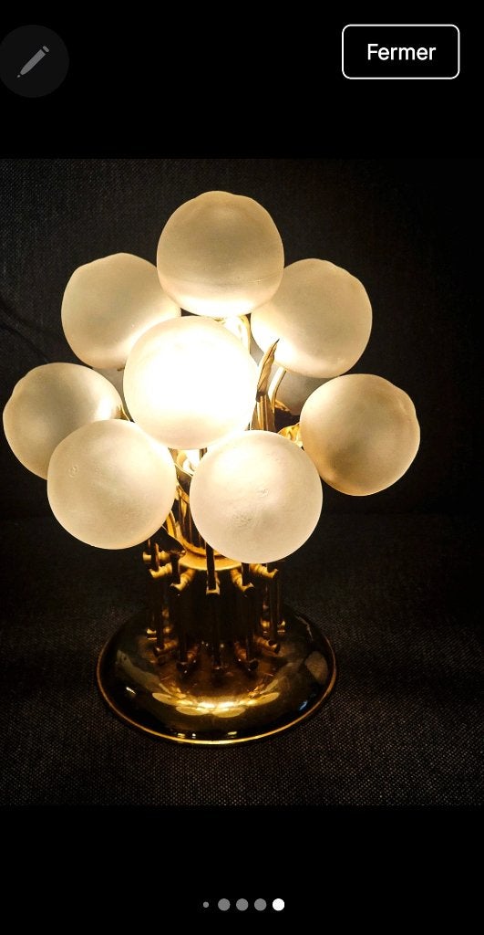 Lampe palmier doré Hollywood Regency Murano 60 vintage, Enlèvement ou Envoi
