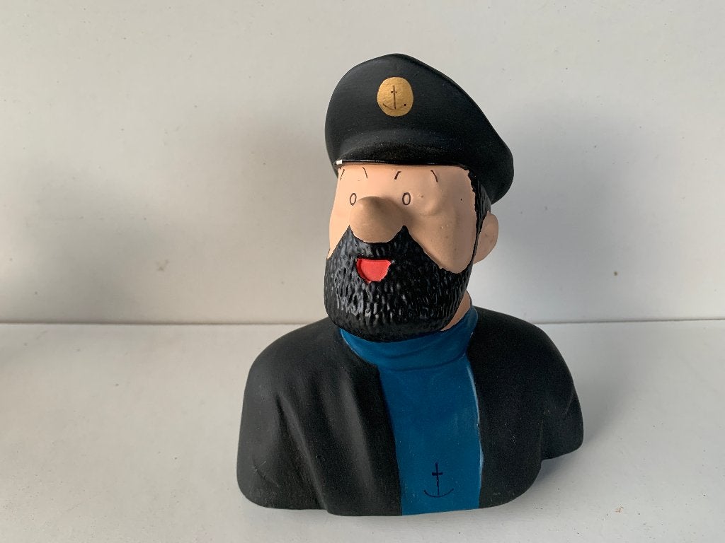 STRIPFIGUUR KAPITEIN HADDOCK STENEN BUSTE, Verzamelen, Ophalen of Verzenden, Kuifje, Zo goed als nieuw, Beeldje of Figuurtje