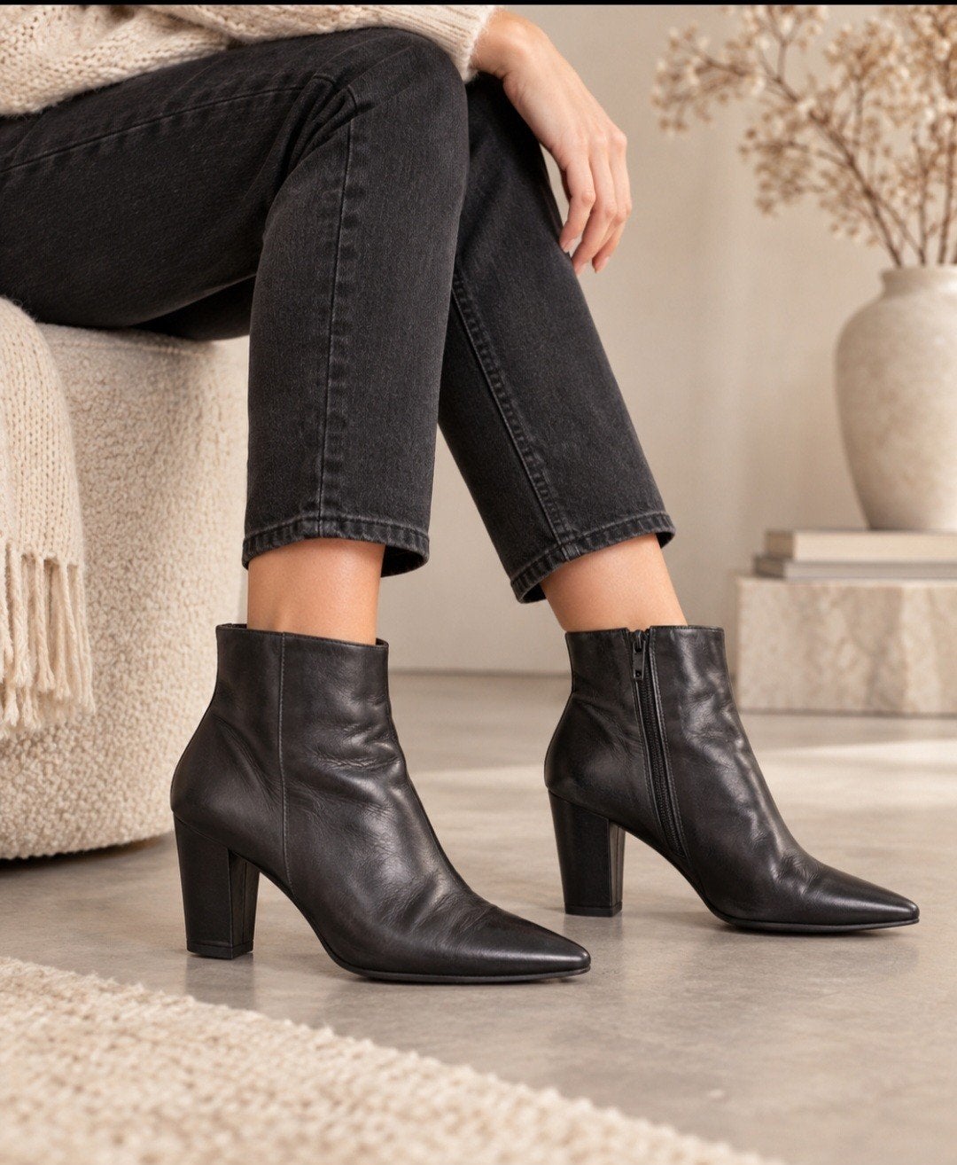 Bottines SPM en cuir noir taille 38, Boots et Botinnes, Porté, Noir, SPM