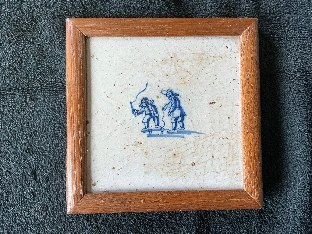 Trois carreaux anciens bleus de Delft, Antiquités & Art, Enlèvement ou Envoi