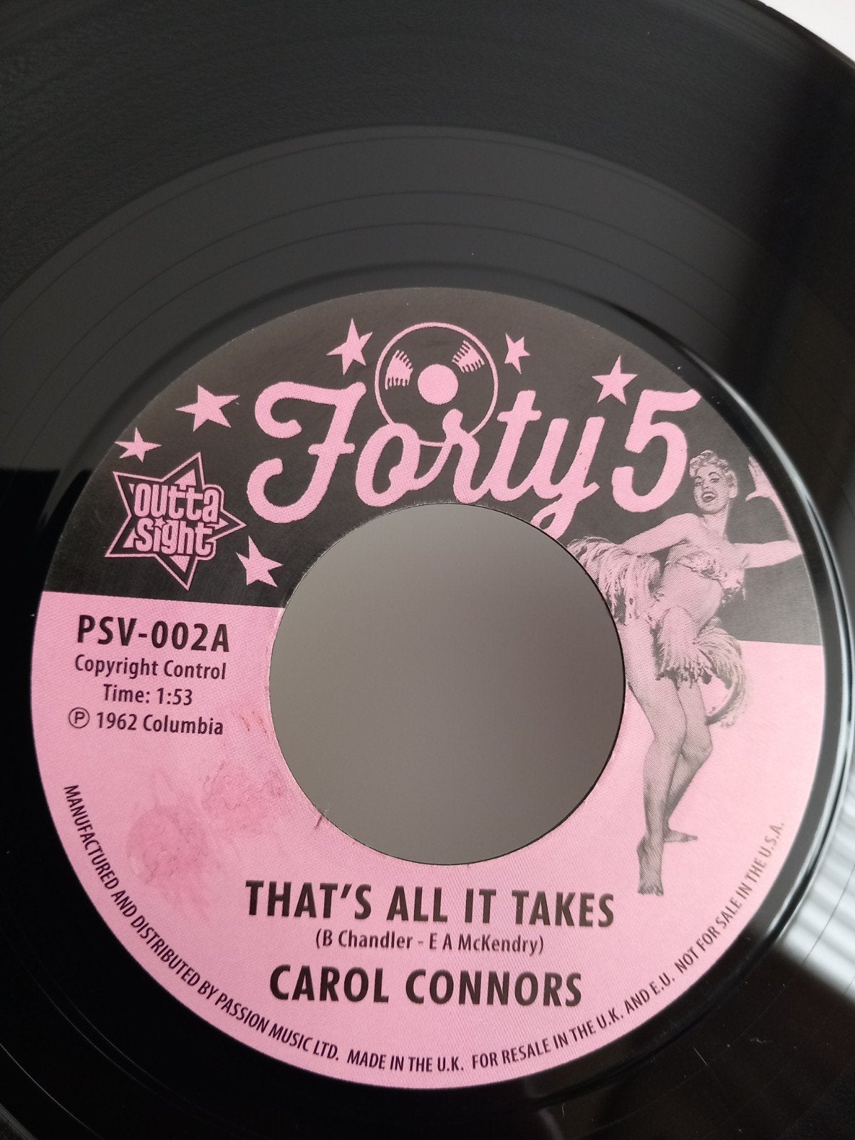 CAROL CONNORS. THAT'S ALL IT TAKES.  POPCORN USA 45T, Enlèvement ou Envoi