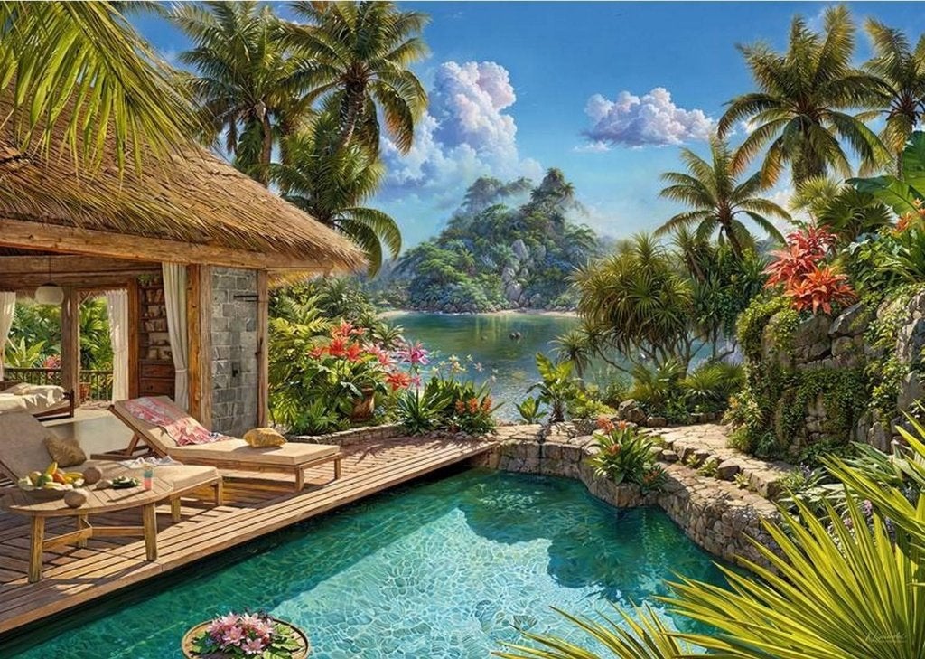 Puzzle 2.000 pièces "Vacances tropicales", Enlèvement ou Envoi, Plus de 1 500 pièces, Comme neuf, Puzzle