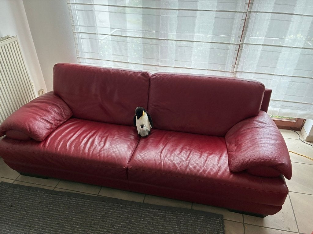 Rode zetel gebruikte staat, Huis en Inrichting, Zetels | Zetels, Ophalen, Gebruikt, 100 tot 125 cm, Tweepersoons