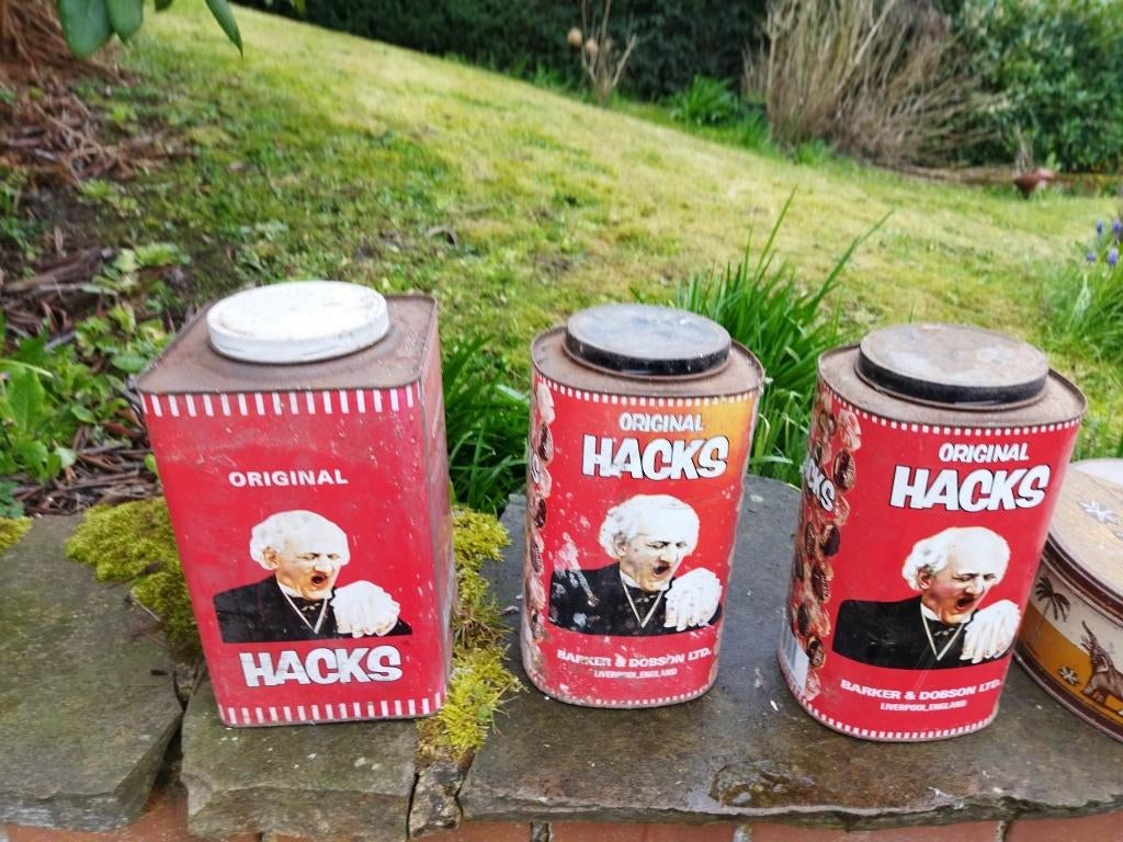 3  Anciennes Boîtes Métalliques publicitaires Hacks Vintage, Collections, Enlèvement