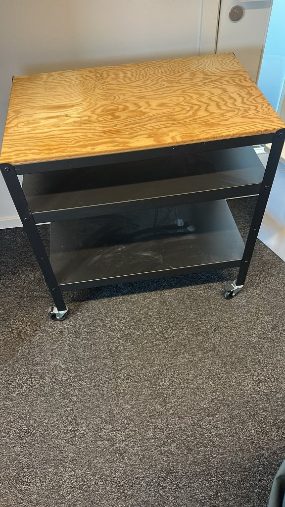 IKEA BROR trolley zwart met houten blad, Ophalen, Gebruikt, Industrieel