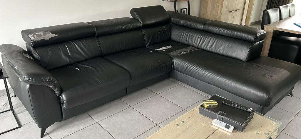 Hoeksalon met elektrische relax en eenzit erbij, Ophalen, Gebruikt