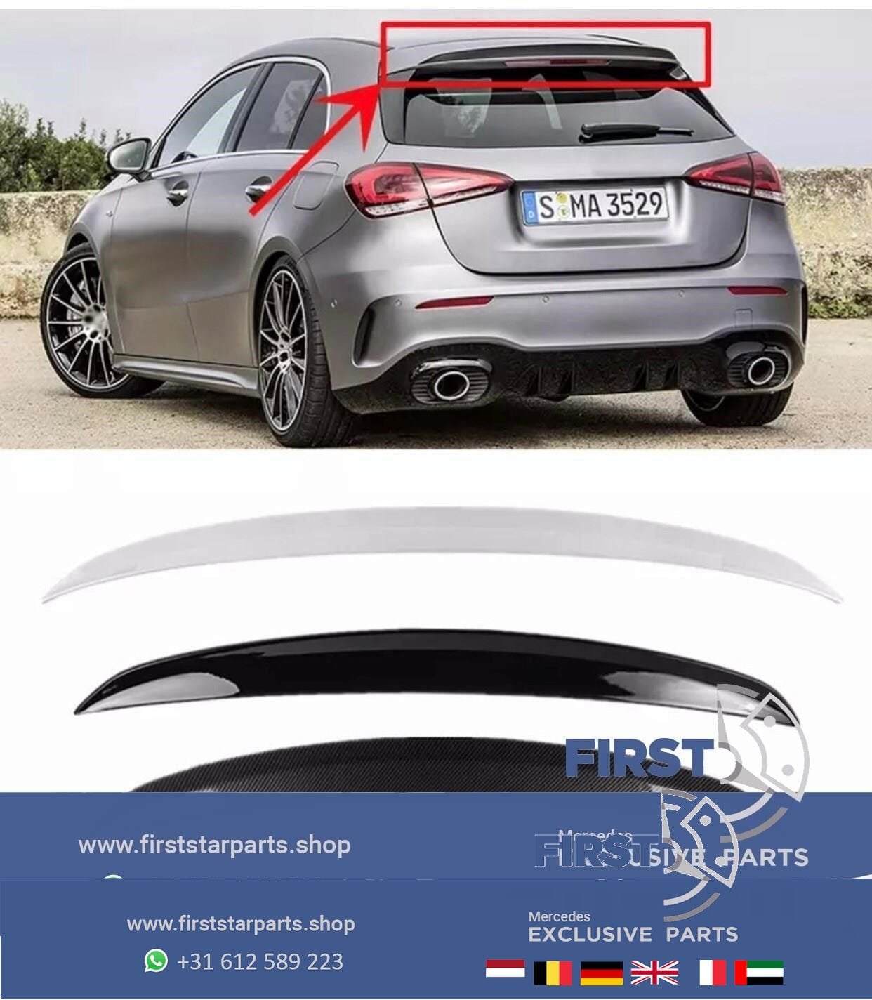 W177 A35 AMG DAK SPOILER Mercedes A Klasse 2018-2023 35 AMG, Gebruikt, Ophalen of Verzenden, Achter, -