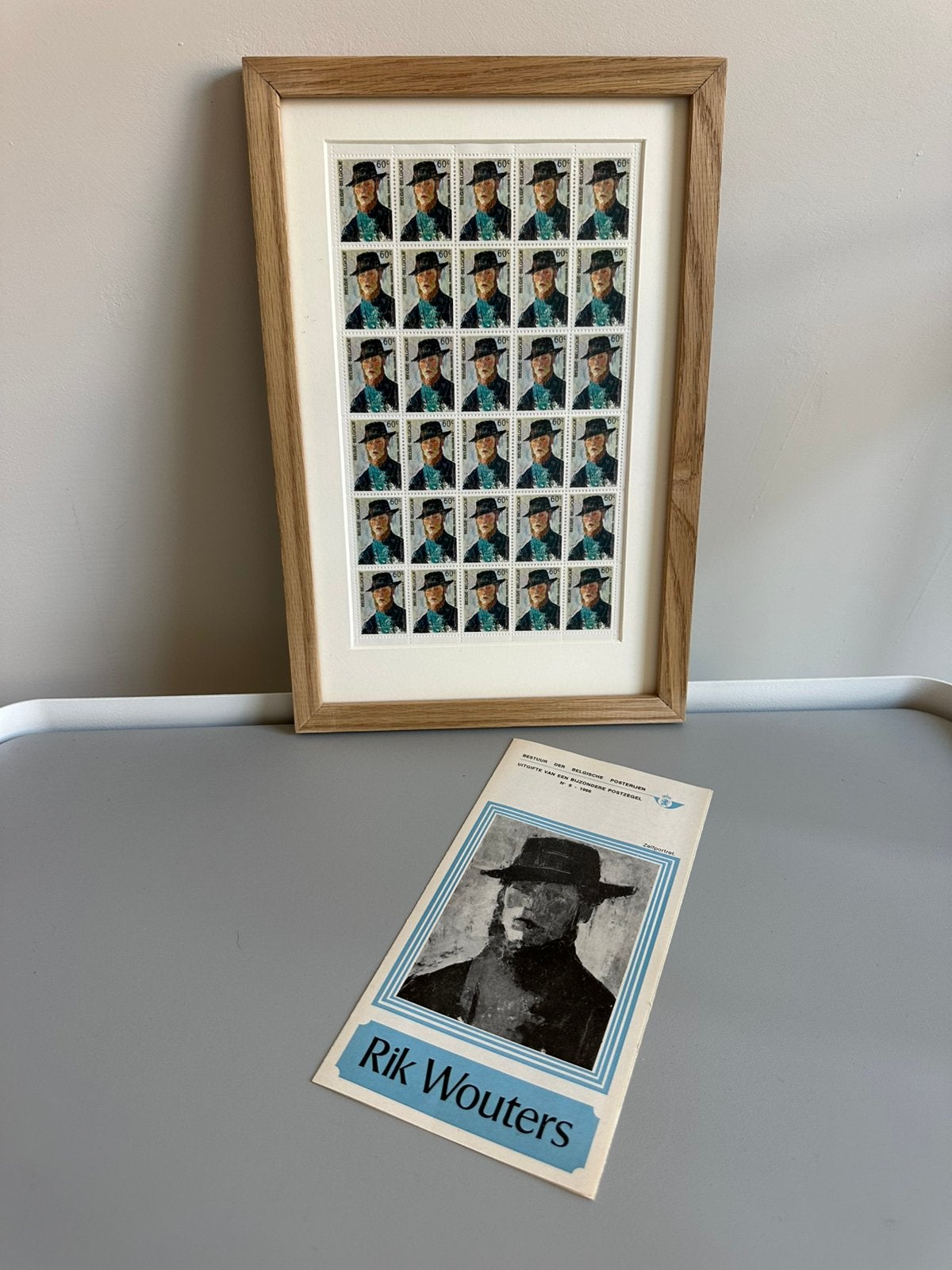 Rik Wouters - feuille de timbres (1966) encadrée, Enlèvement ou Envoi