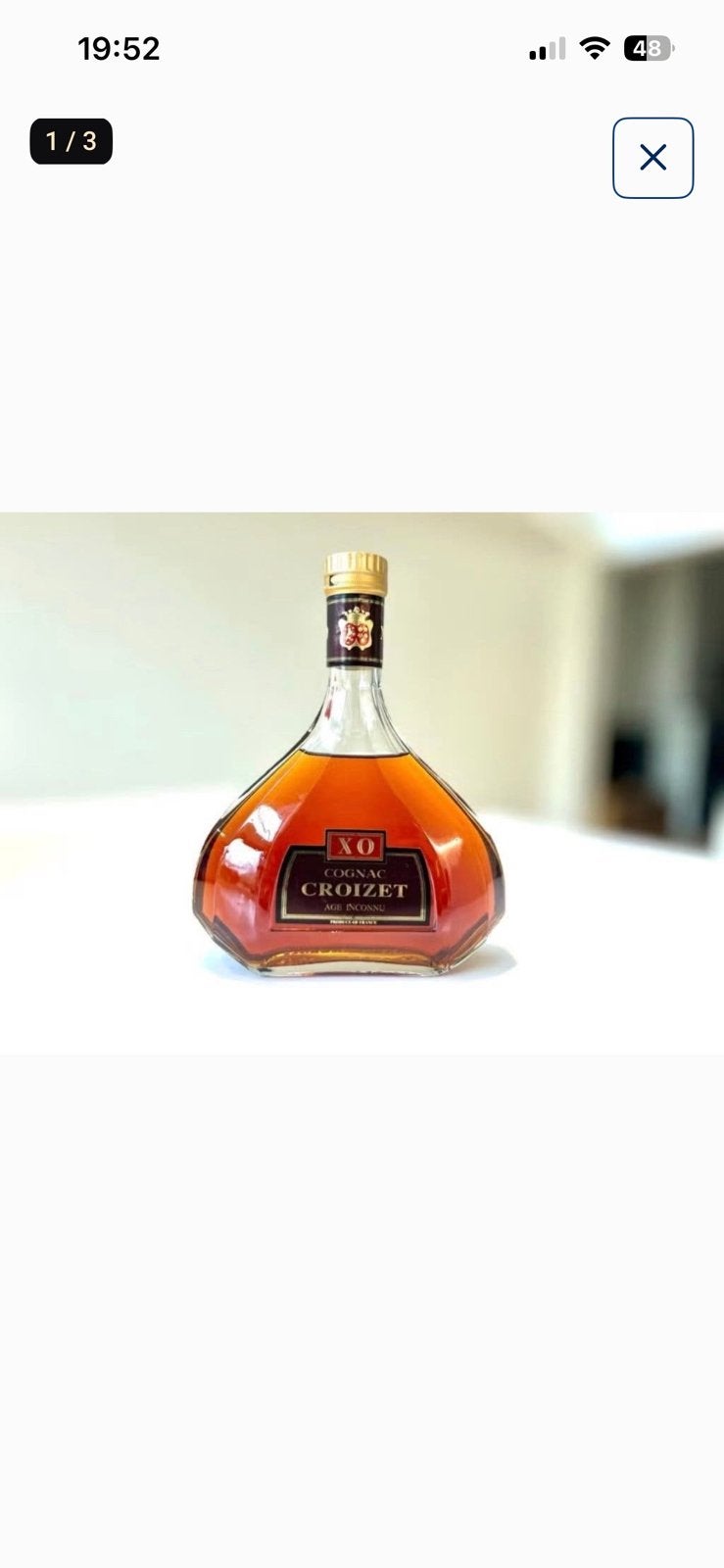 Croizet XO Cognac – 70 cl – oude verzegelde fles, Verzamelen, Ophalen of Verzenden, Zo goed als nieuw, Vol, Overige typen