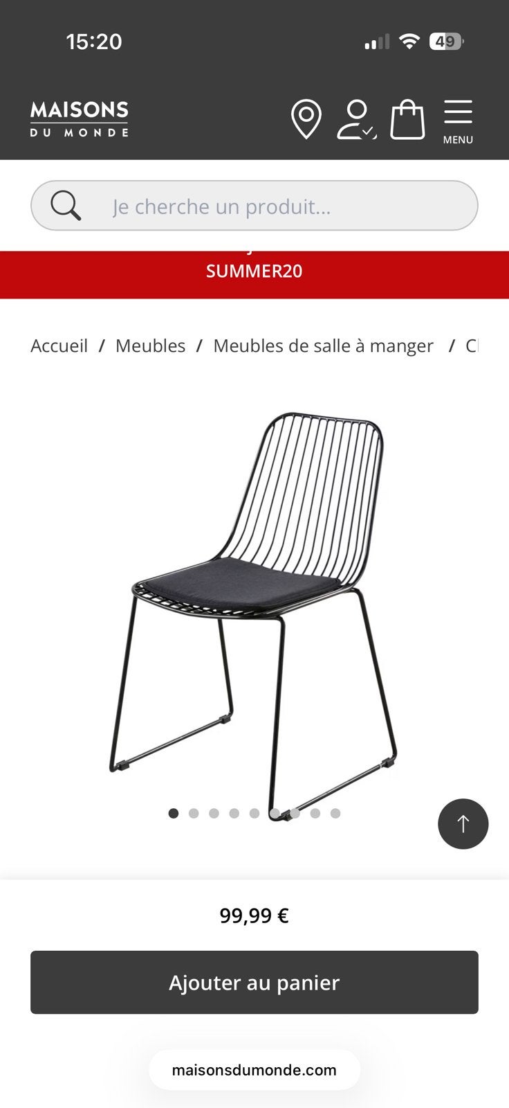 4 Chaises en acier noir maison du monde, Maison & Meubles, Chaises, Enlèvement, Utilisé, Métal, Quatre