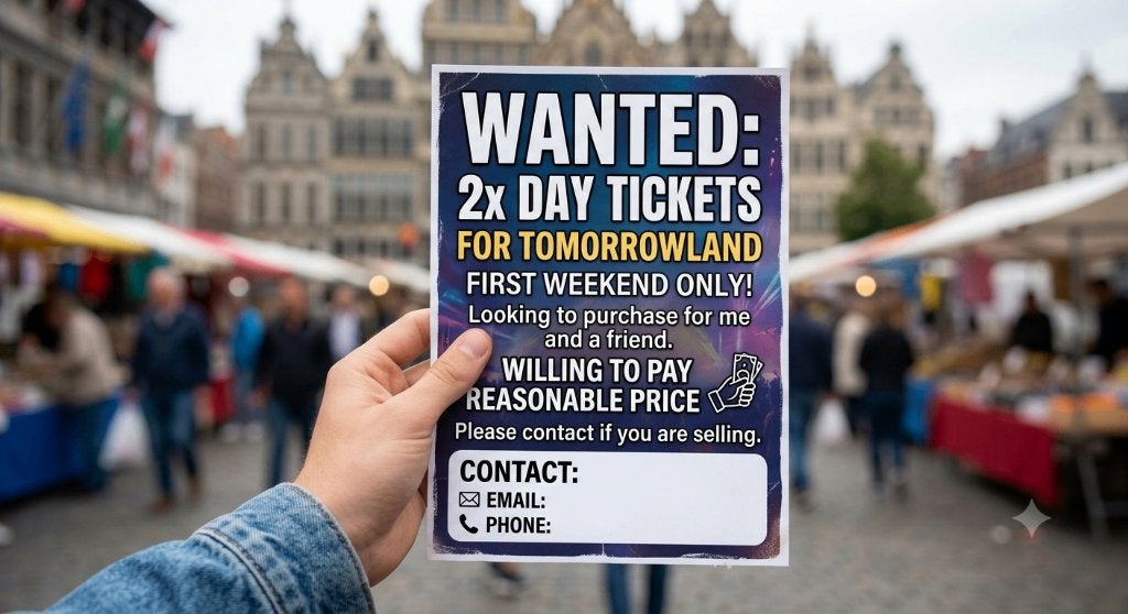 [GEZOCHT] 2x Dagtickets TML voor W1 - Tomorrowland 2026