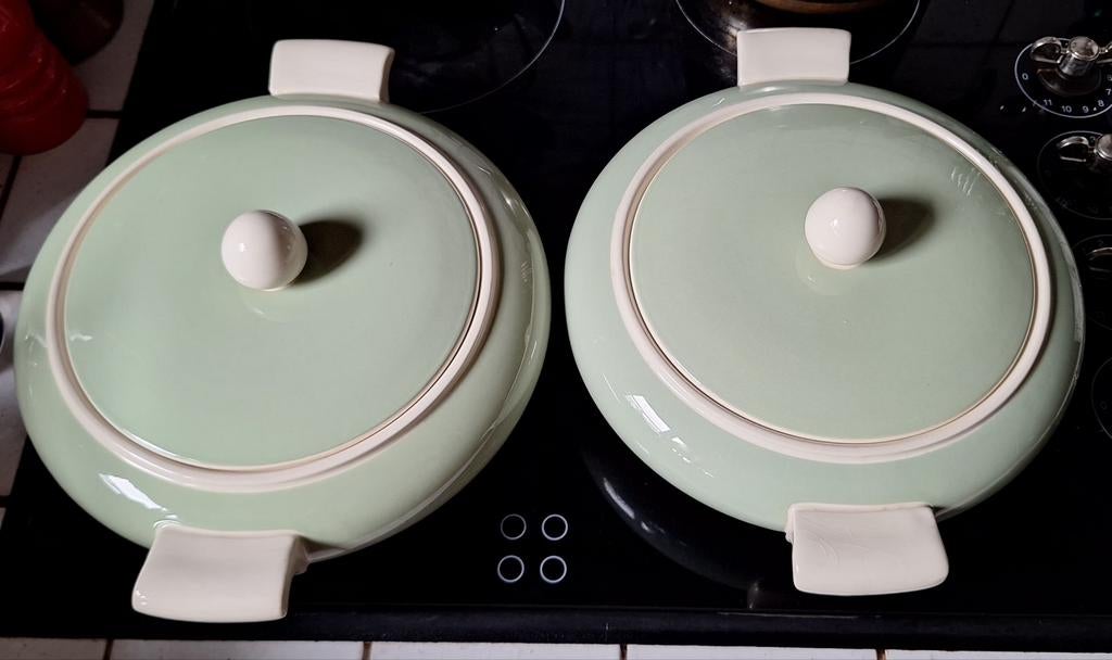 Villeroy & Boch Mettlach Terrine Set - Lichtgroen, Antiek en Kunst, Antiek | Servies compleet, Ophalen of Verzenden