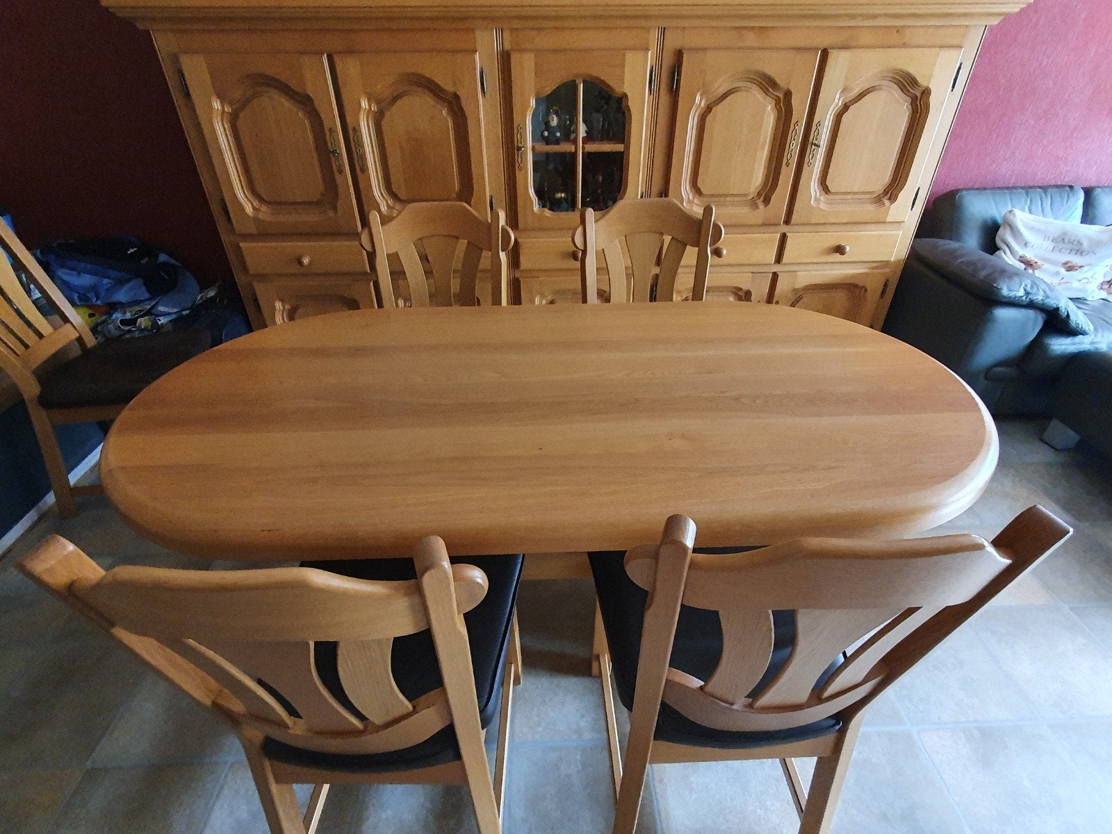 Eiken ovale tafel met 4 stoelen, Huis en Inrichting, Tafels | Eettafels, Ophalen