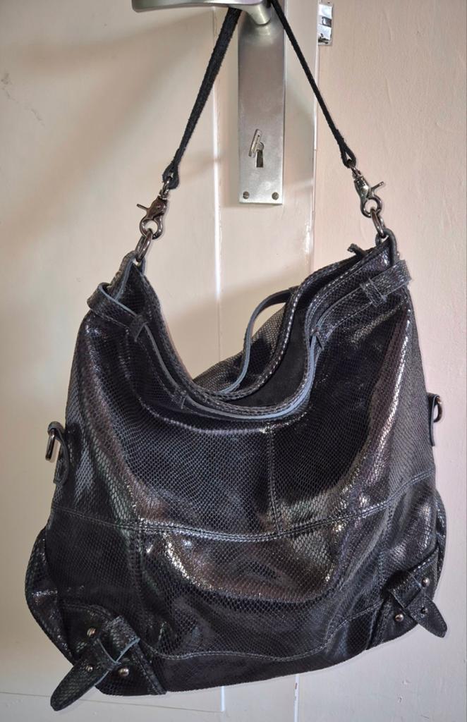 Grand cabas en cuir brillant à imprimé serpent, Enlèvement ou Envoi, Shopper