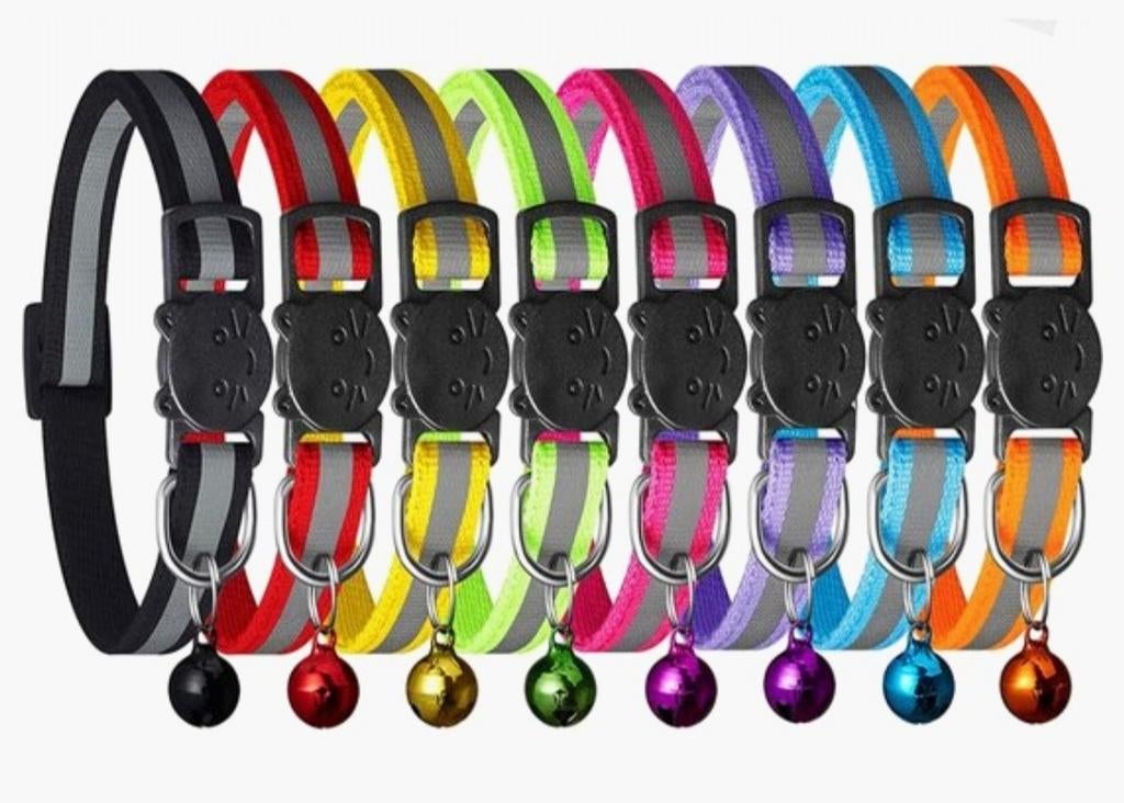kattenhalsbanden fluo met belletje, 8 stuks, Enlèvement