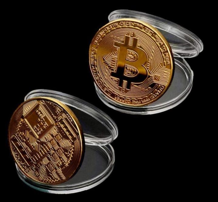 Bitcoin-munt met hoesje, Ophalen of Verzenden