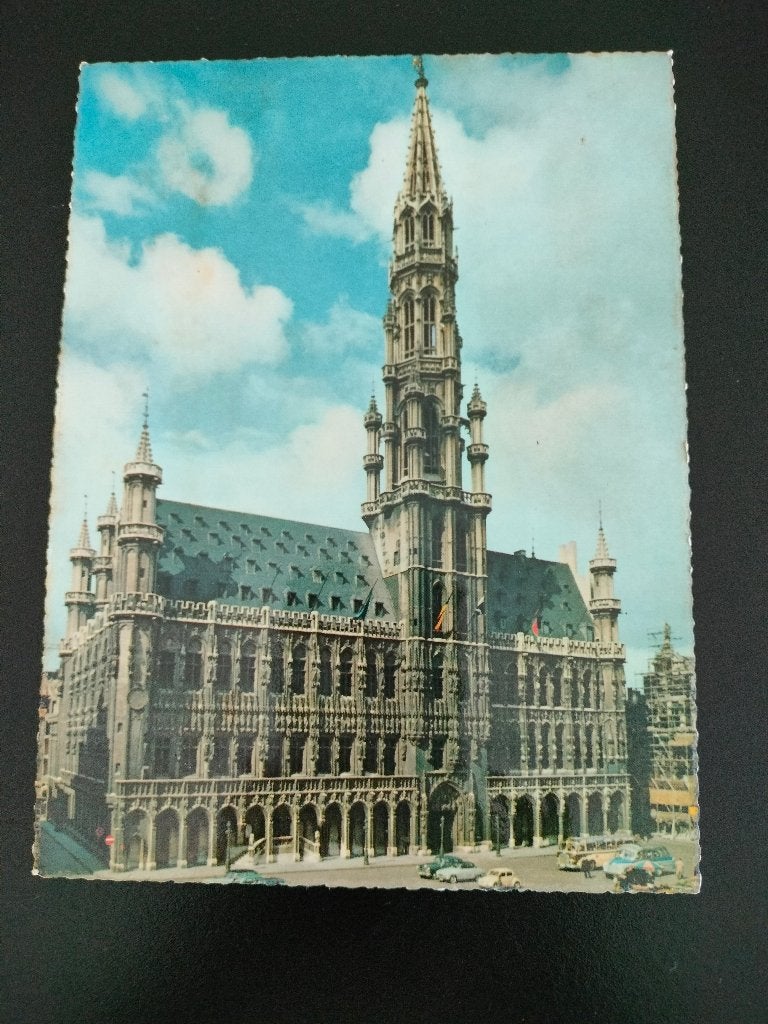 Expo 58 - Carte hôtel de ville Bruxelles et timbres Expo 58, Envoi, Affranchi, Oblitéré