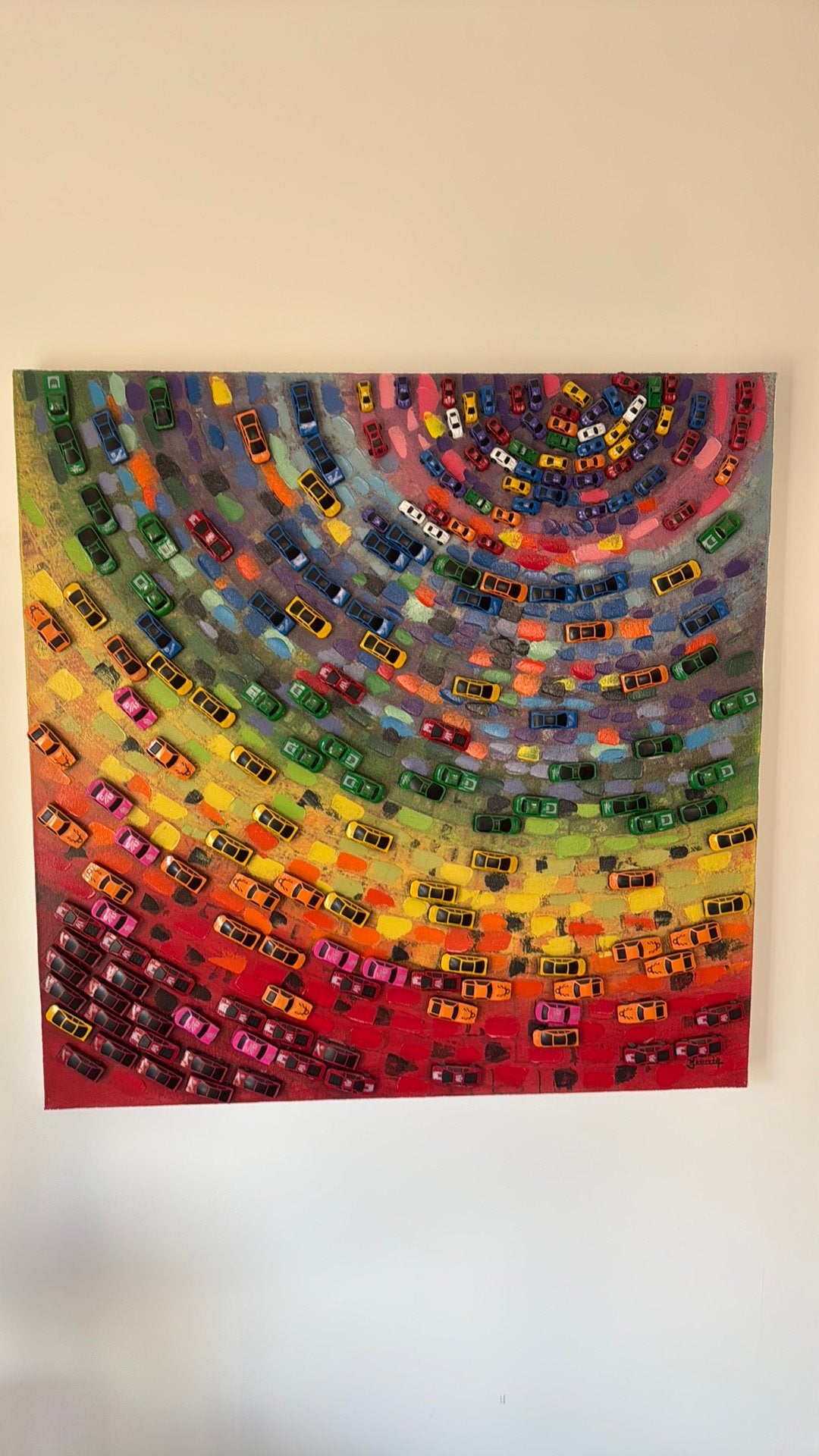 Kleurrijk schilderij, Ophalen