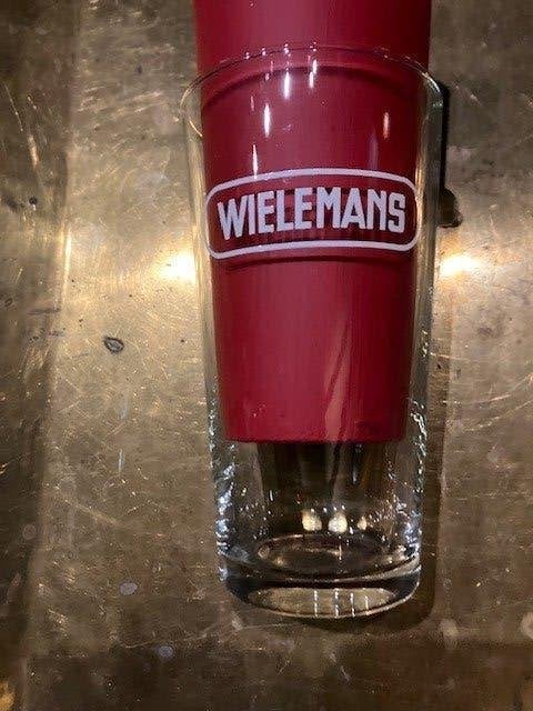 OUD GLAS WIELEMANS VORST H : 14.5 CM. ZEER GOEDE STAAT., Ophalen of Verzenden, Zo goed als nieuw, Bierglas