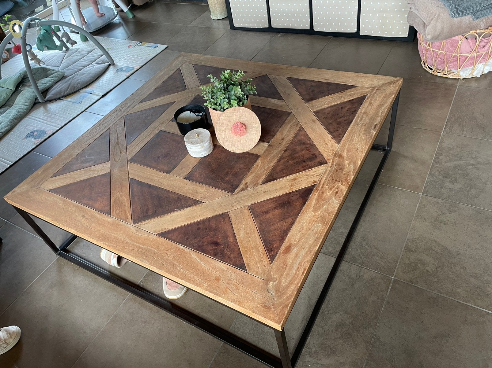 Salontafel Flament eik, Huis en Inrichting, Tafels | Salontafels, Ophalen, Gebruikt, Vierkant, 100 tot 150 cm