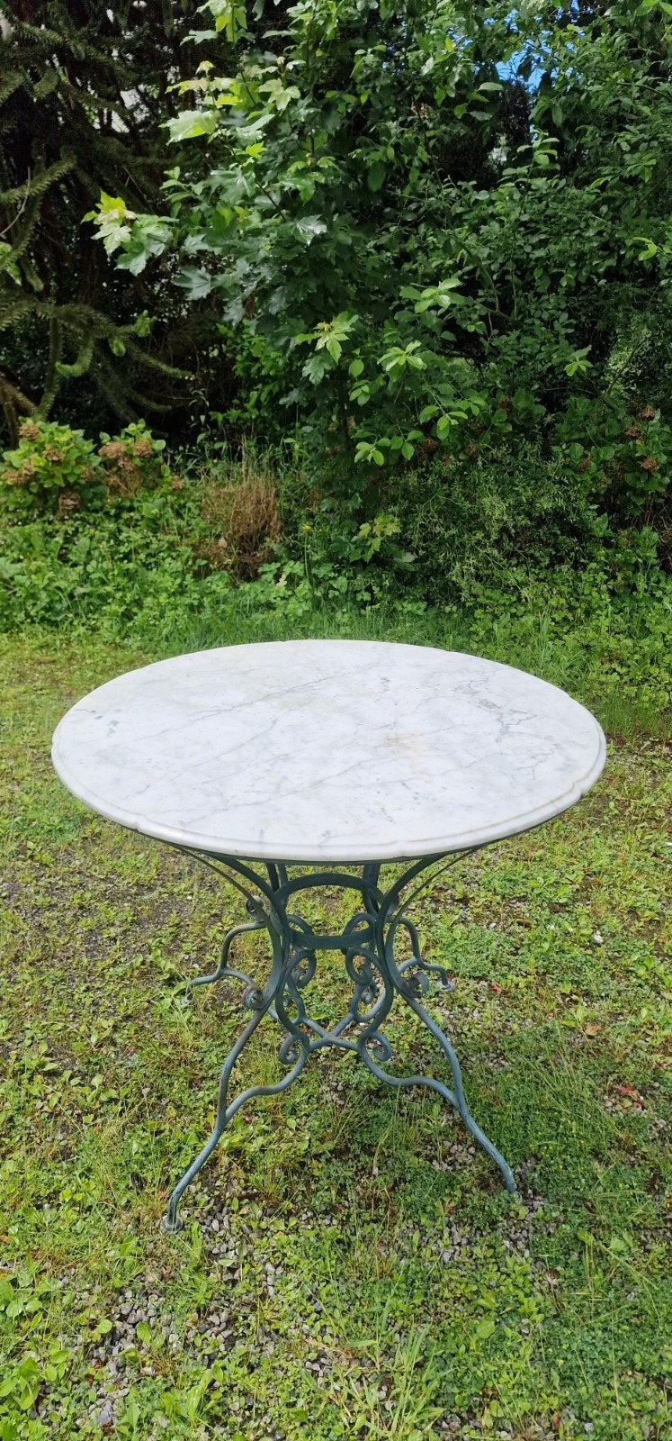 Jolie Table d'extérieur en fer forgé et marbre, Jardin & Terrasse, Enlèvement