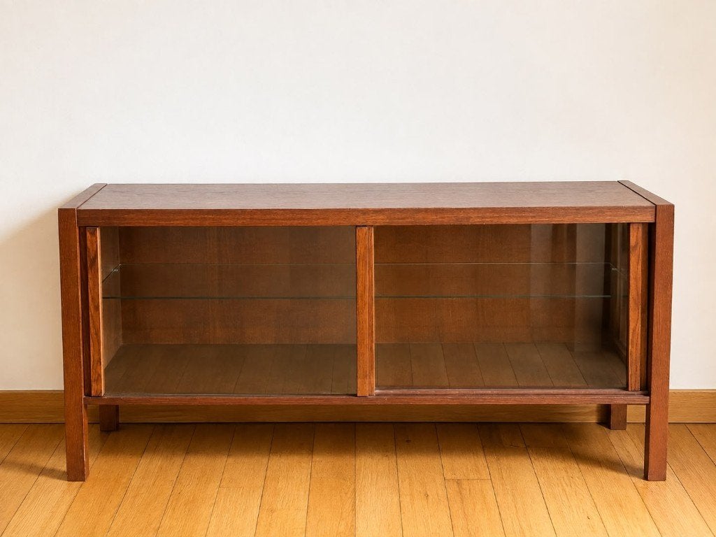 Meuble vitrine vintage en bois, Enlèvement, Utilisé