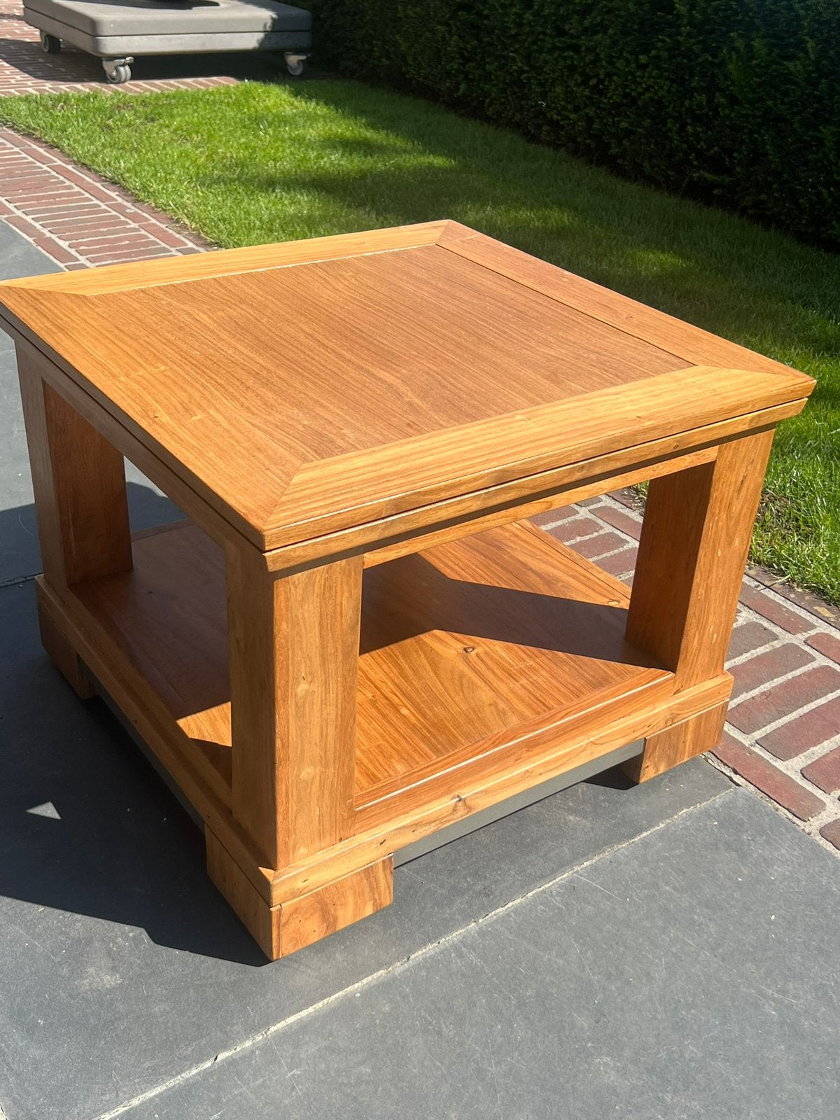 Teak tafeltje 60x60, Ophalen, 50 tot 100 cm, 50 tot 100 cm, Zo goed als nieuw