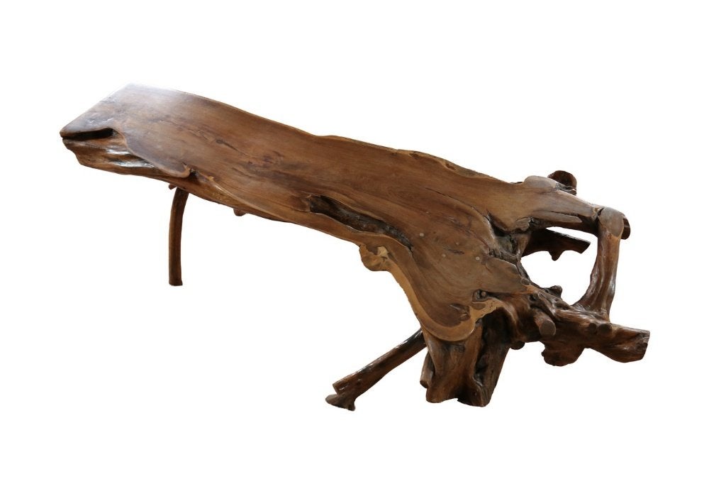 Grote sculpturale salontafel van wortelhout - circa 1970, Huis en Inrichting, Ophalen, Gebruikt, 50 tot 100 cm, 150 tot 200 cm