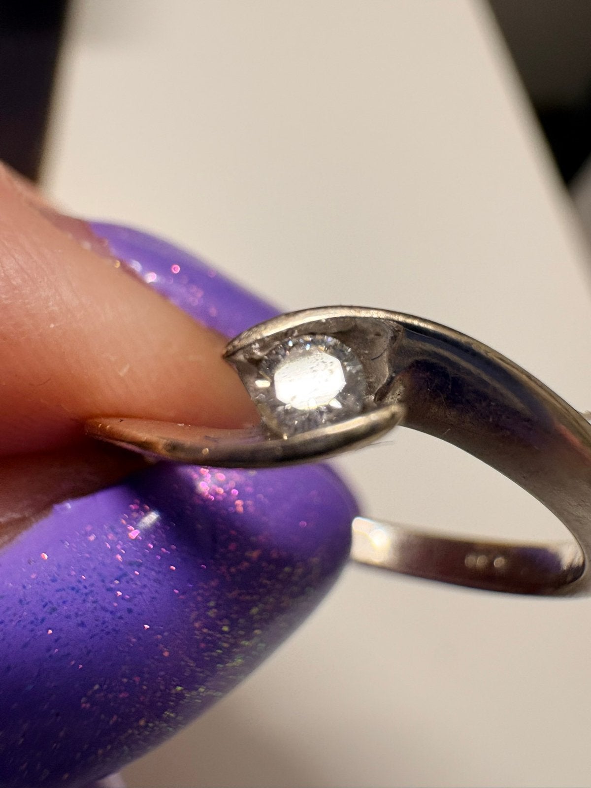 Bague or 18k 750 diamant 0.10, Enlèvement ou Envoi, Comme neuf, Blanc, Or