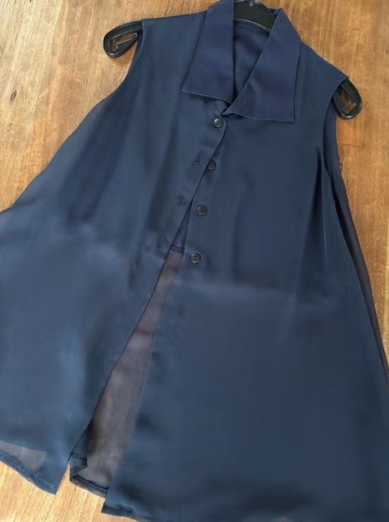 Blouse vintage taille M, Enlèvement ou Envoi, Comme neuf, Taille 38/40 (M), Bleu
