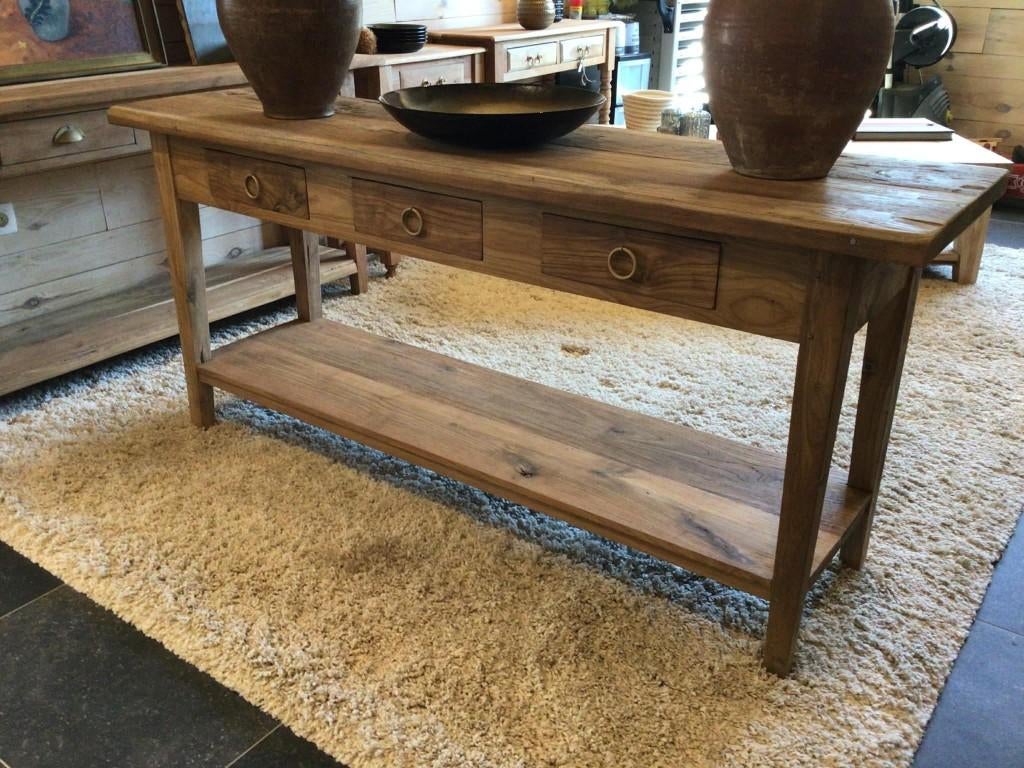 prachtige landelijke sidetable, Huis en Inrichting, Tafels | Sidetables, Ophalen, Teakhout, Nieuw, Stoer landelijk