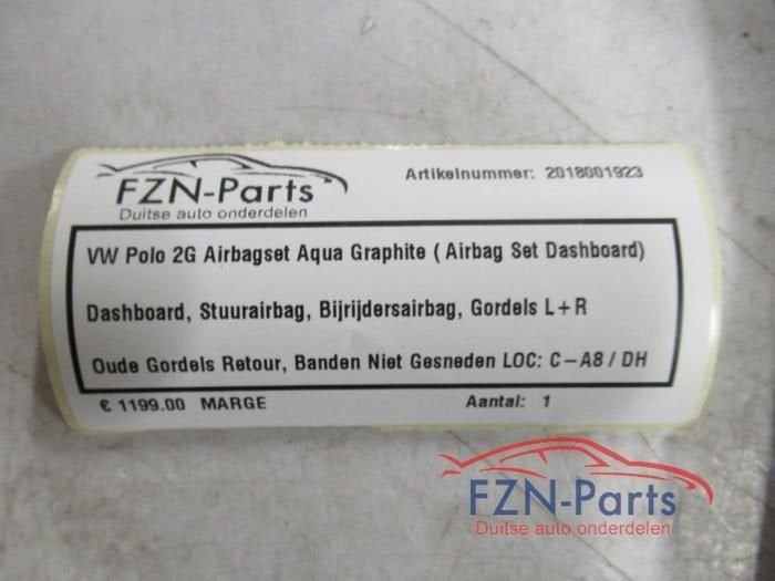 VW Polo 2G Airbagset Aqua Graphite ( Airbag Set Dashboard ), Auto-onderdelen, Ophalen of Verzenden, Gebruikt