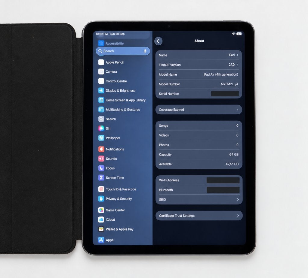Apple iPad Air 4 (2020) - 64GB Wi-Fi - Space Grey + Case, Computers en Software, Ophalen, Apple iPad, Wi-Fi